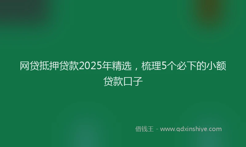 网贷抵押贷款2025年精选，梳理5个必下的小额贷款口子