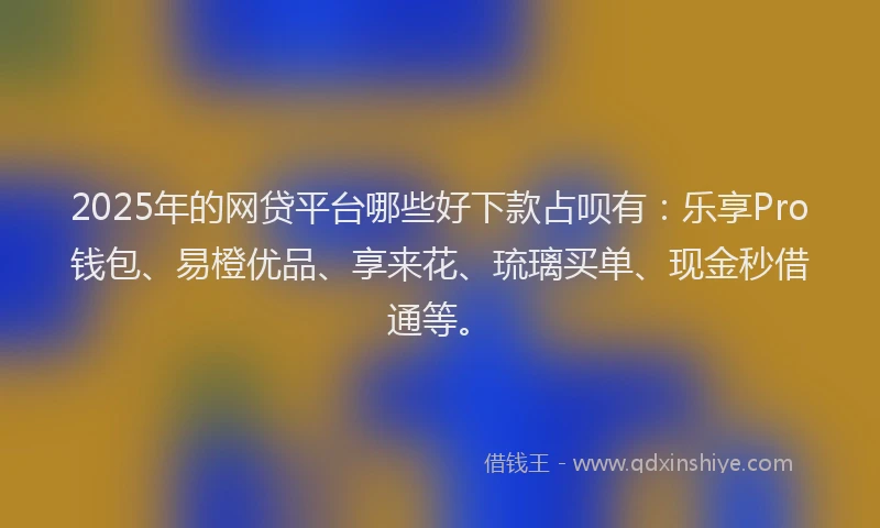 2025年的网贷平台哪些好下款占呗有：乐享Pro钱包、易橙优品、享来花、琉璃买单、现金秒借通等。