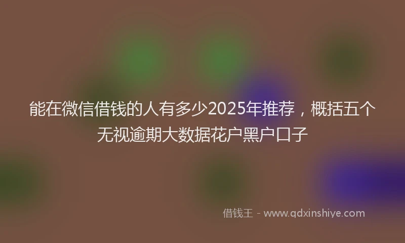 能在微信借钱的人有多少2025年推荐，概括五个无视逾期大数据花户黑户口子