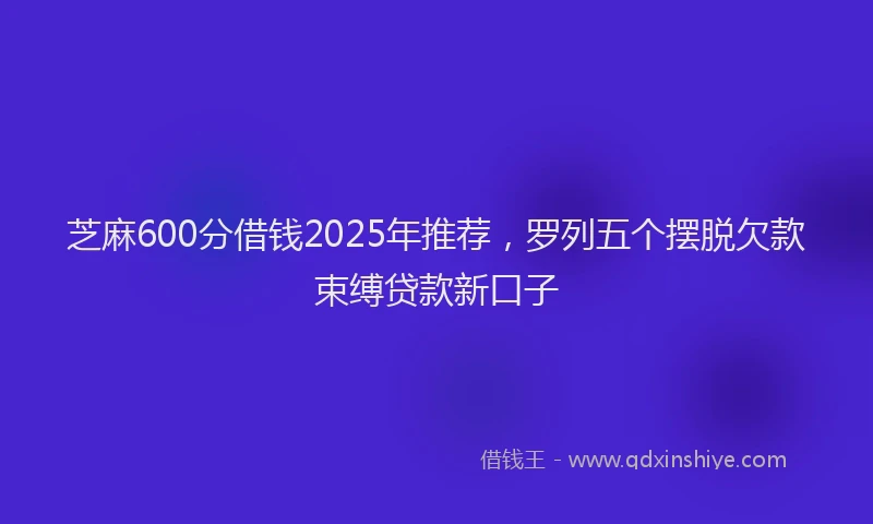 芝麻600分借钱2025年推荐，罗列五个摆脱欠款束缚贷款新口子