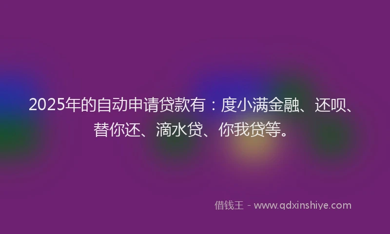 2025年的自动申请贷款有：度小满金融、还呗、替你还、滴水贷、你我贷等。