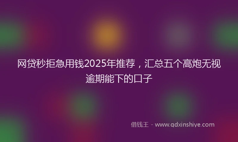 网贷秒拒急用钱2025年推荐，汇总五个高炮无视逾期能下的口子