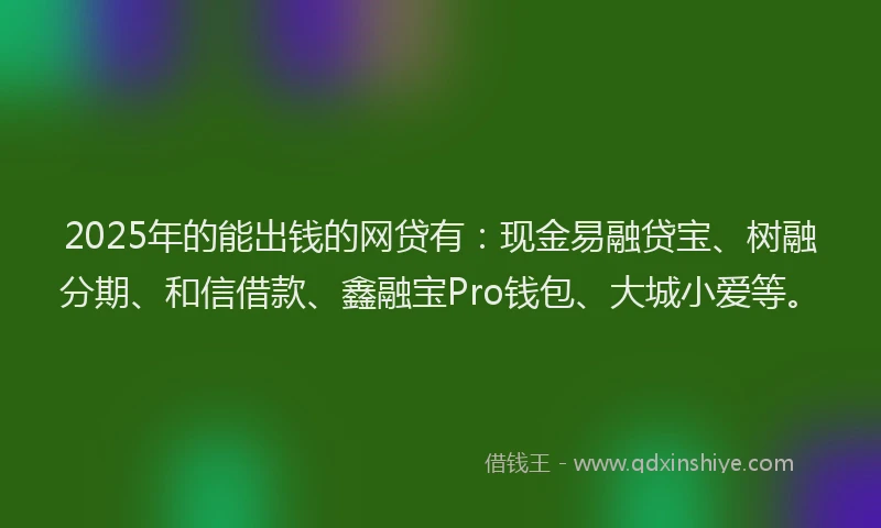 2025年的能出钱的网贷有：现金易融贷宝、树融分期、和信借款、鑫融宝Pro钱包、大城小爱等。