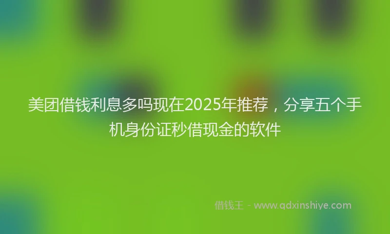 美团借钱利息多吗现在2025年推荐，分享五个手机身份证秒借现金的软件