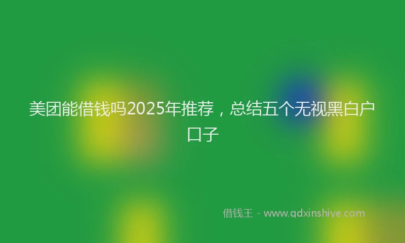 美团能借钱吗2025年推荐，总结五个无视黑白户口子
