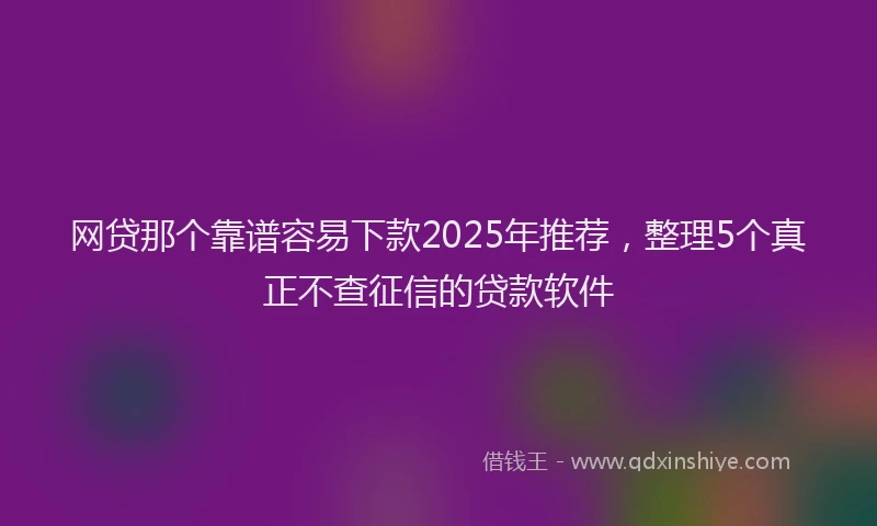 网贷那个靠谱容易下款2025年推荐，整理5个真正不查征信的贷款软件