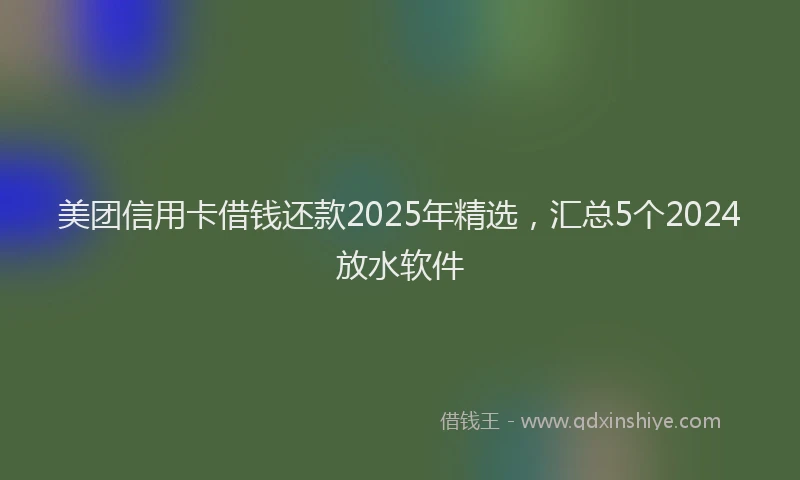 美团信用卡借钱还款2025年精选，汇总5个2024放水软件