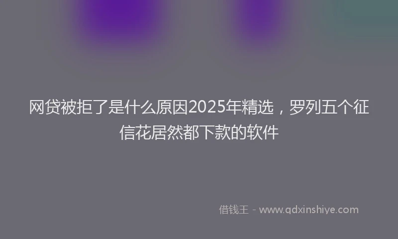 网贷被拒了是什么原因2025年精选，罗列五个征信花居然都下款的软件