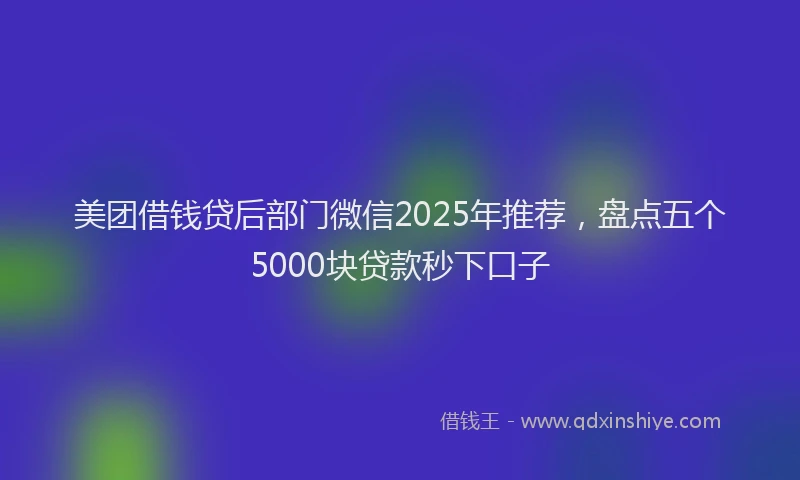 美团借钱贷后部门微信2025年推荐，盘点五个5000块贷款秒下口子