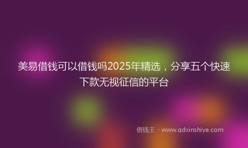 美易借钱可以借钱吗2025年精选，分享五个快速下款无视征信的平台