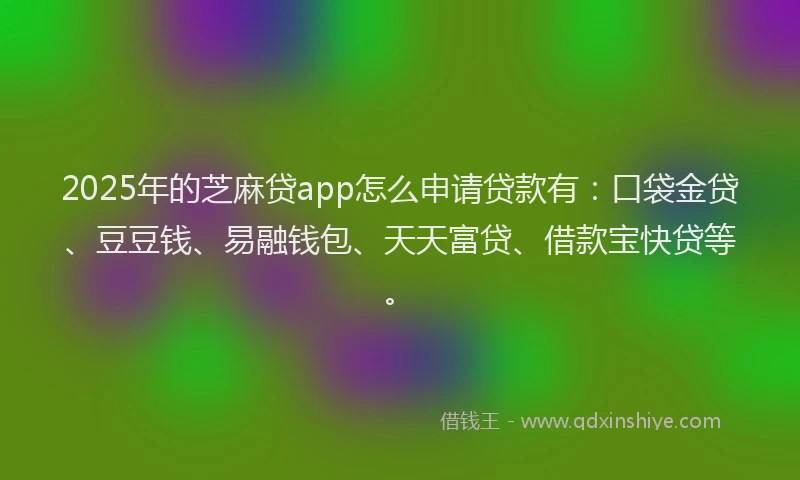 2025年的芝麻贷app怎么申请贷款有：口袋金贷、豆豆钱、易融钱包、天天富贷、借款宝快贷等。