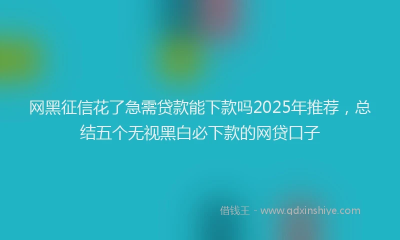 网黑征信花了急需贷款能下款吗2025年推荐，总结五个无视黑白必下款的网贷口子