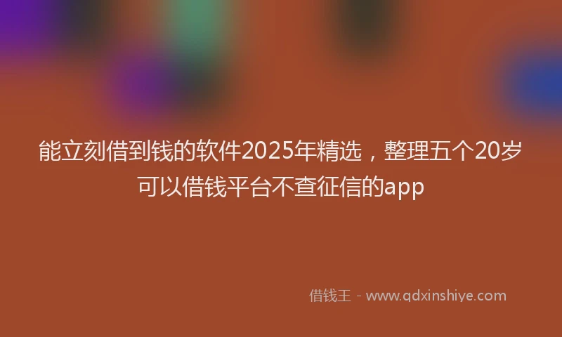 能立刻借到钱的软件2025年精选，整理五个20岁可以借钱平台不查征信的app