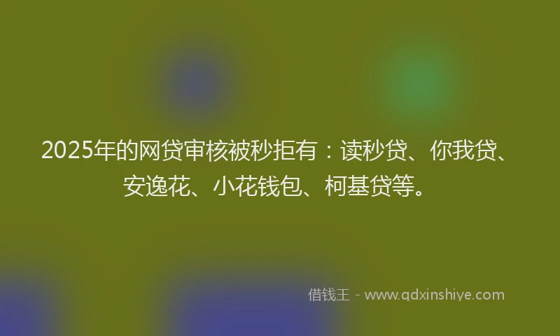 2025年的网贷审核被秒拒有：读秒贷、你我贷、安逸花、小花钱包、柯基贷等。