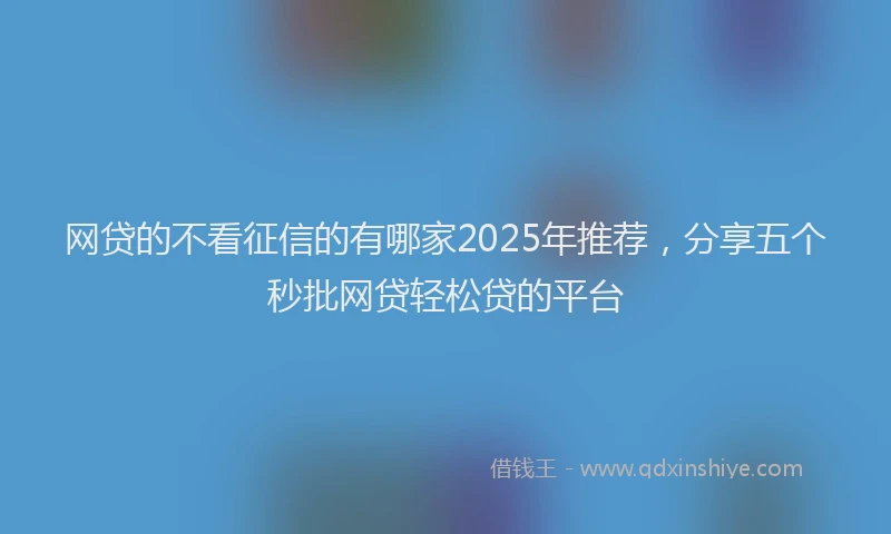 网贷的不看征信的有哪家2025年推荐，分享五个秒批网贷轻松贷的平台