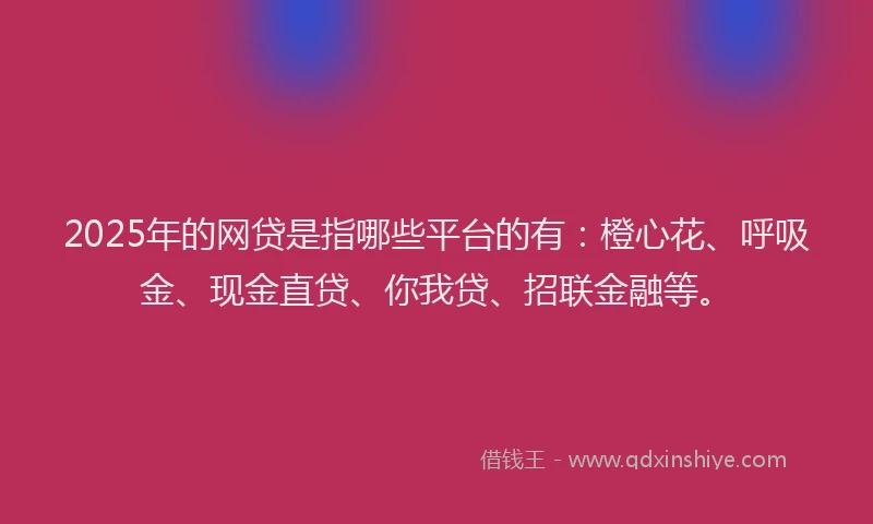 2025年的网贷是指哪些平台的有：橙心花、呼吸金、现金直贷、你我贷、招联金融等。