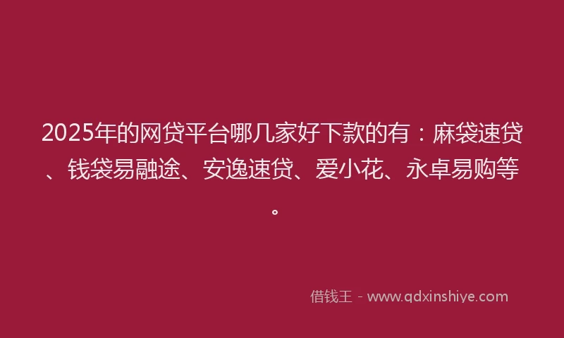 2025年的网贷平台哪几家好下款的有：麻袋速贷、钱袋易融途、安逸速贷、爱小花、永卓易购等。