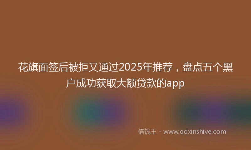 花旗面签后被拒又通过2025年推荐，盘点五个黑户成功获取大额贷款的app