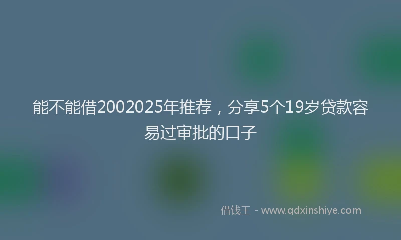 能不能借2002025年推荐，分享5个19岁贷款容易过审批的口子