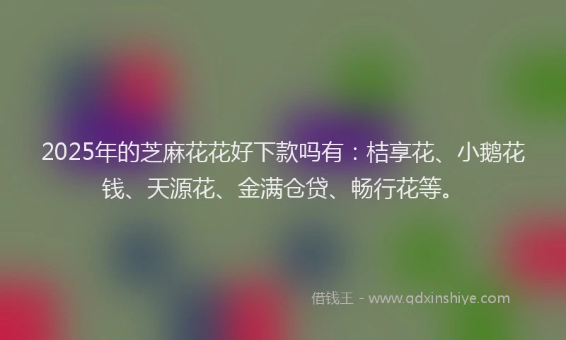 2025年的芝麻花花好下款吗有：桔享花、小鹅花钱、天源花、金满仓贷、畅行花等。