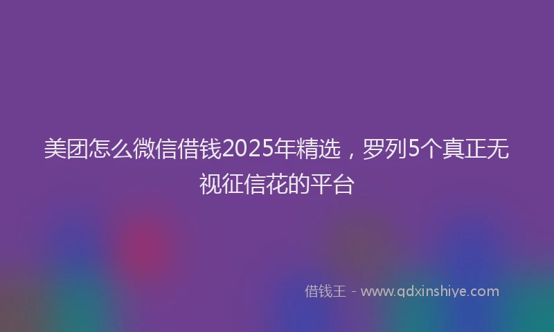 美团怎么微信借钱2025年精选，罗列5个真正无视征信花的平台