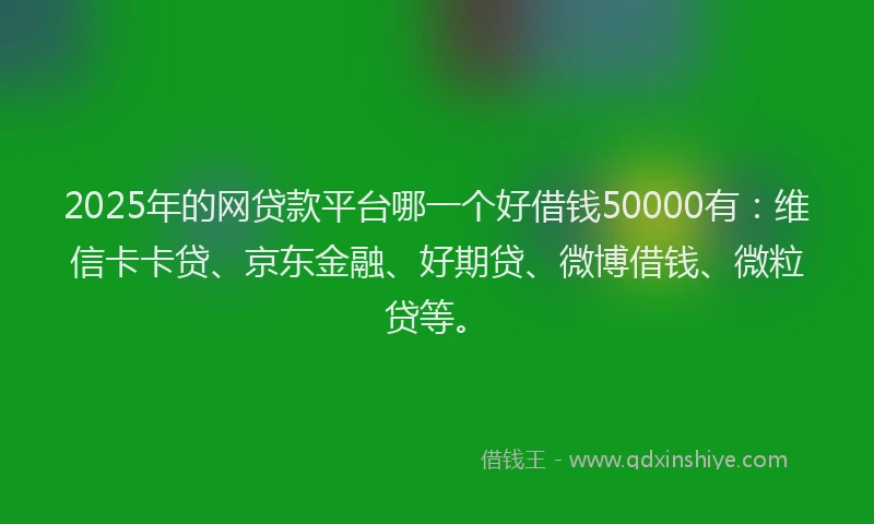 2025年的网贷款平台哪一个好借钱50000有：维信卡卡贷、京东金融、好期贷、微博借钱、微粒贷等。