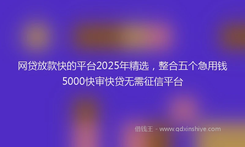 网贷放款快的平台2025年精选，整合五个急用钱5000快审快贷无需征信平台