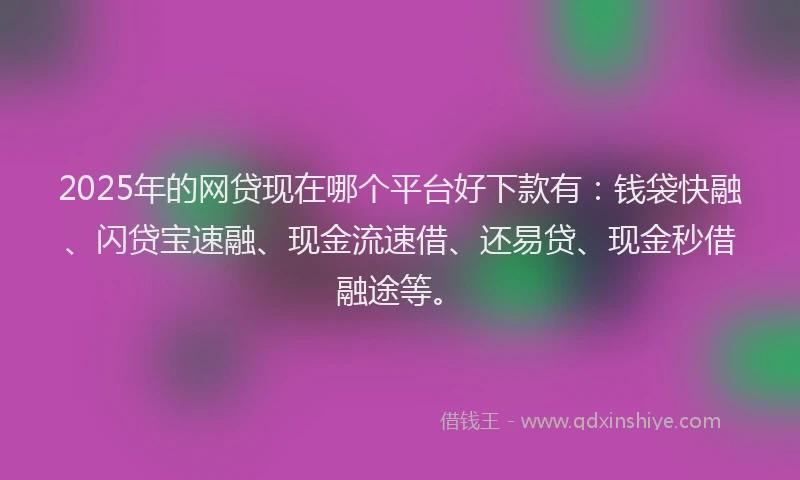 2025年的网贷现在哪个平台好下款有：钱袋快融、闪贷宝速融、现金流速借、还易贷、现金秒借融途等。