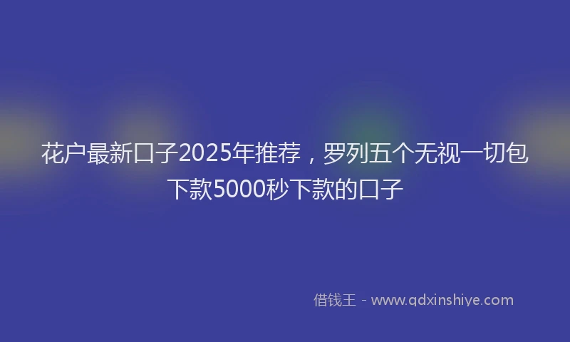 花户最新口子2025年推荐，罗列五个无视一切包下款5000秒下款的口子