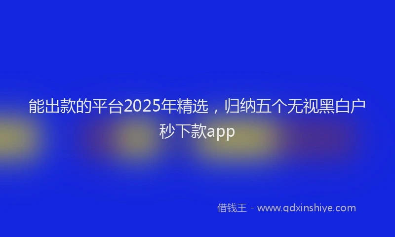 能出款的平台2025年精选，归纳五个无视黑白户秒下款app
