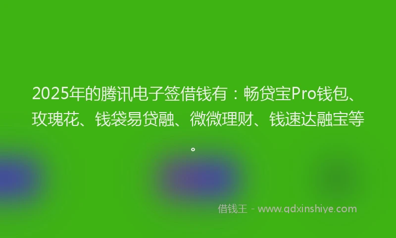 2025年的腾讯电子签借钱有：畅贷宝Pro钱包、玫瑰花、钱袋易贷融、微微理财、钱速达融宝等。