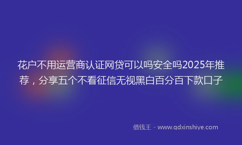 花户不用运营商认证网贷可以吗安全吗2025年推荐，分享五个不看征信无视黑白百分百下款口子