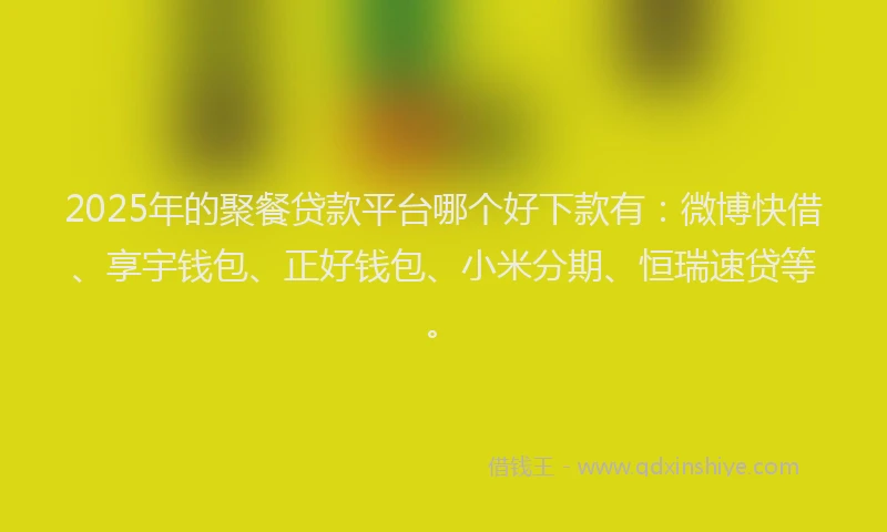 2025年的聚餐贷款平台哪个好下款有：微博快借、享宇钱包、正好钱包、小米分期、恒瑞速贷等。