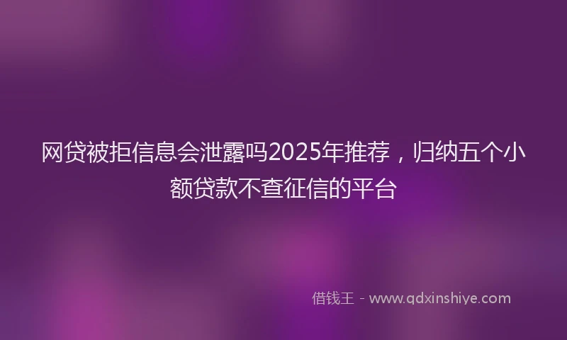 网贷被拒信息会泄露吗2025年推荐，归纳五个小额贷款不查征信的平台