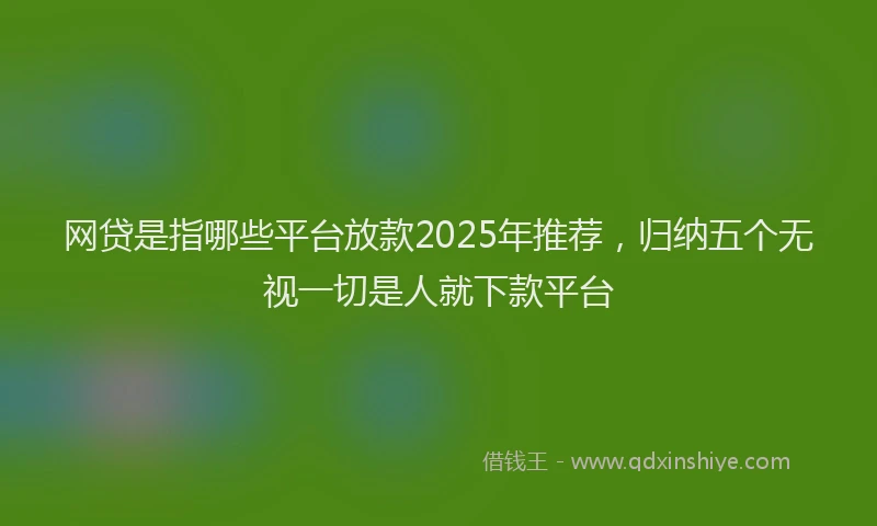 网贷是指哪些平台放款2025年推荐，归纳五个无视一切是人就下款平台