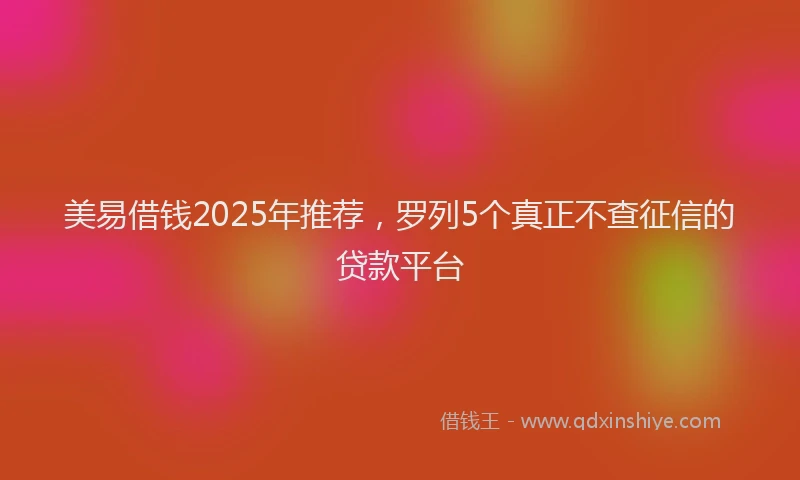 美易借钱2025年推荐，罗列5个真正不查征信的贷款平台