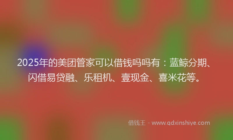 2025年的美团管家可以借钱吗吗有：蓝鲸分期、闪借易贷融、乐租机、壹现金、喜米花等。