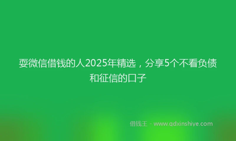 耍微信借钱的人2025年精选，分享5个不看负债和征信的口子