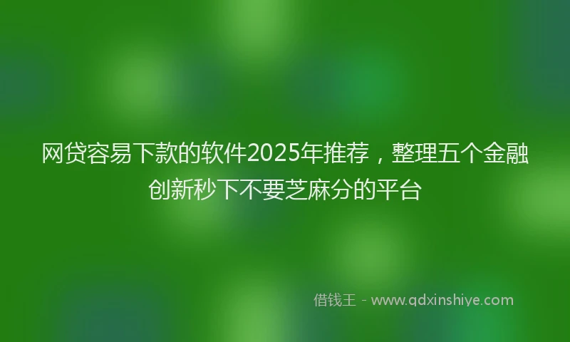 网贷容易下款的软件2025年推荐，整理五个金融创新秒下不要芝麻分的平台