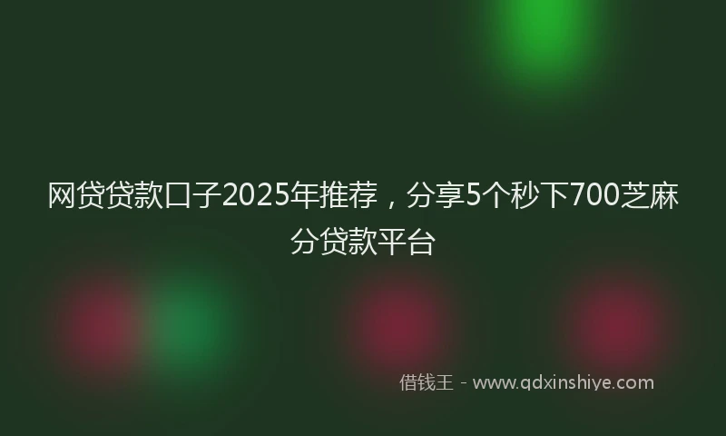 网贷贷款口子2025年推荐，分享5个秒下700芝麻分贷款平台