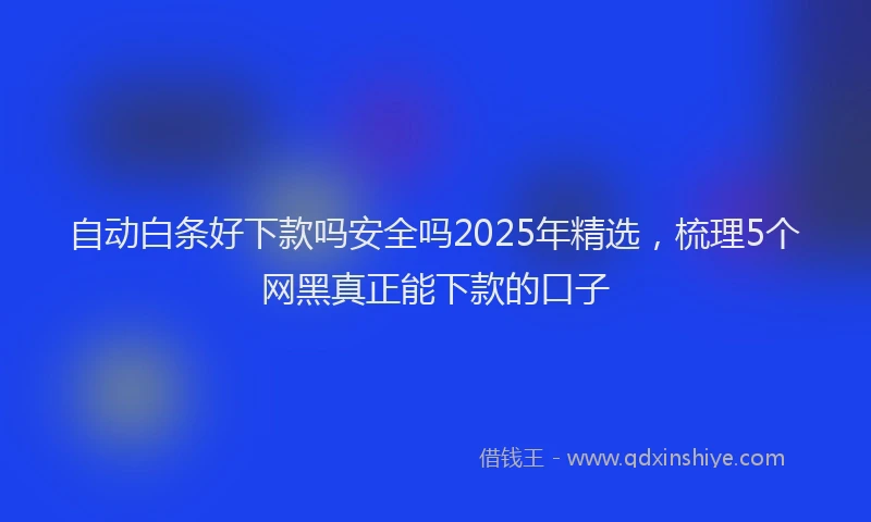 自动白条好下款吗安全吗2025年精选，梳理5个网黑真正能下款的口子