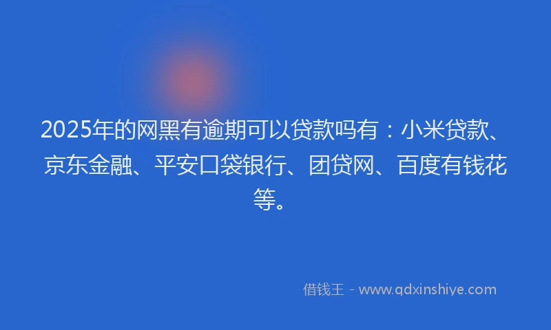 2025年的网黑有逾期可以贷款吗有：小米贷款、京东金融、平安口袋银行、团贷网、百度有钱花等。