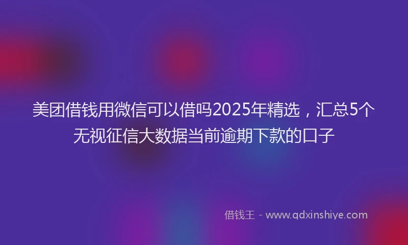 美团借钱用微信可以借吗2025年精选，汇总5个无视征信大数据当前逾期下款的口子