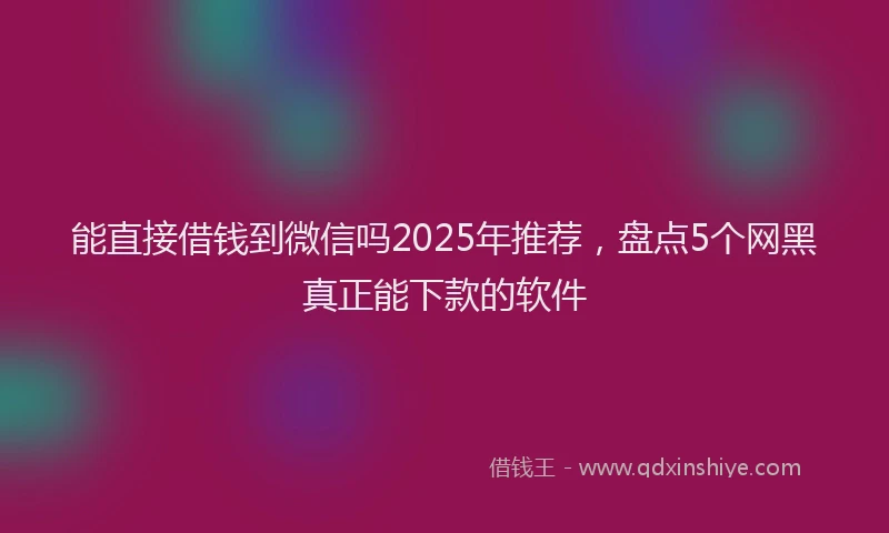 能直接借钱到微信吗2025年推荐，盘点5个网黑真正能下款的软件