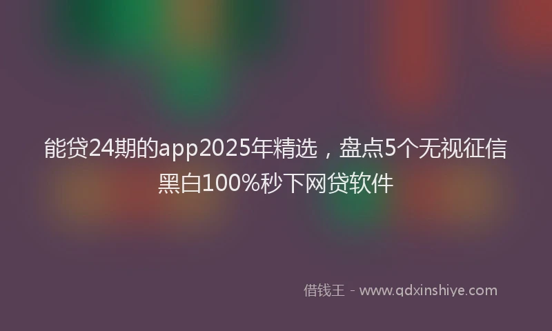 能贷24期的app2025年精选，盘点5个无视征信黑白100%秒下网贷软件
