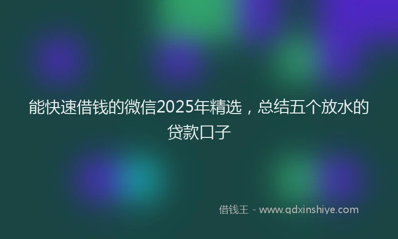 能快速借钱的微信2025年精选，总结五个放水的贷款口子