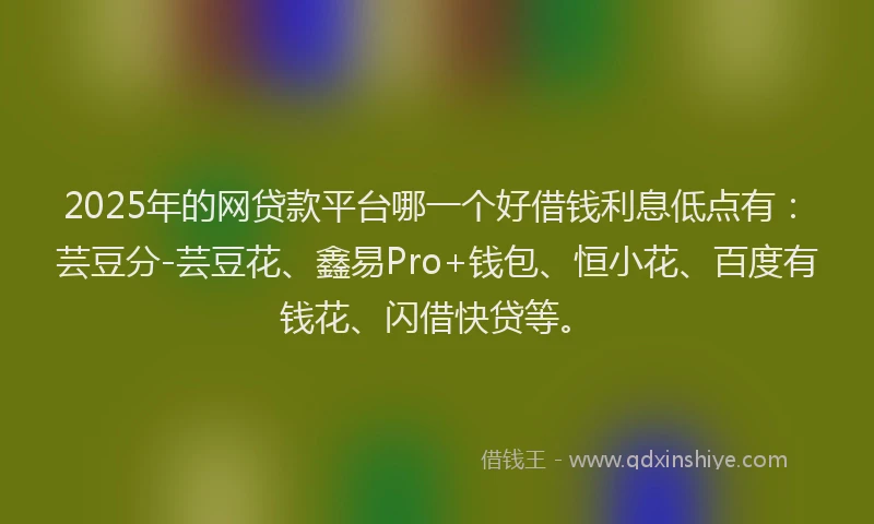 2025年的网贷款平台哪一个好借钱利息低点有：芸豆分-芸豆花、鑫易Pro+钱包、恒小花、百度有钱花、闪借快贷等。