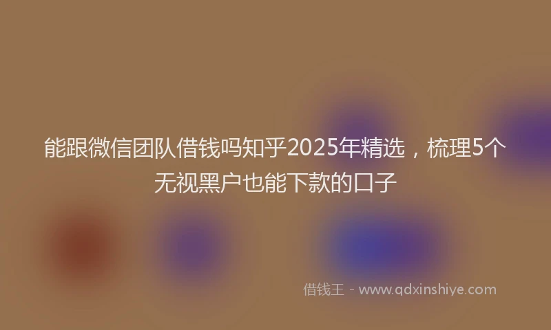 能跟微信团队借钱吗知乎2025年精选，梳理5个无视黑户也能下款的口子
