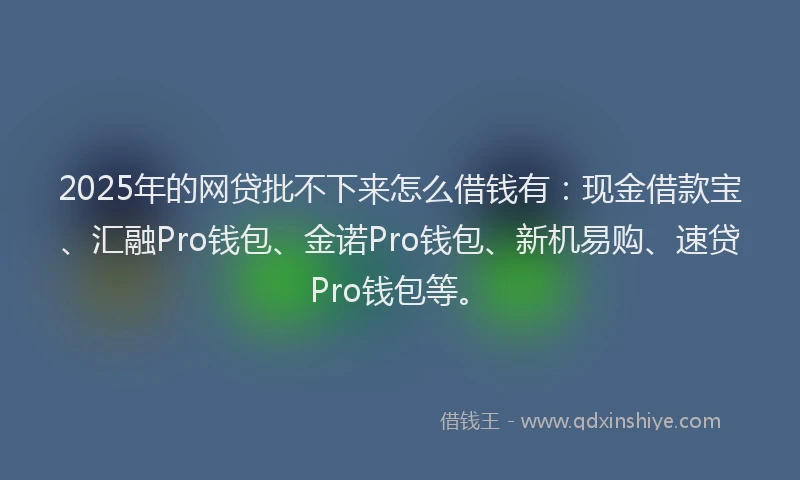 2025年的网贷批不下来怎么借钱有：现金借款宝、汇融Pro钱包、金诺Pro钱包、新机易购、速贷Pro钱包等。