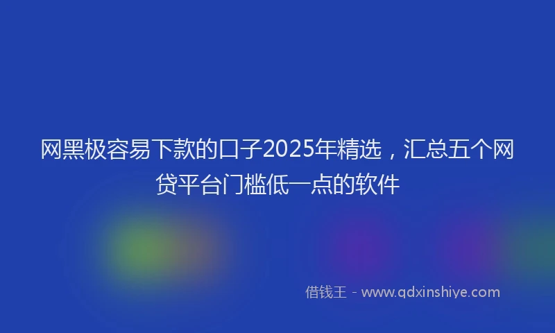 网黑极容易下款的口子2025年精选，汇总五个网贷平台门槛低一点的软件